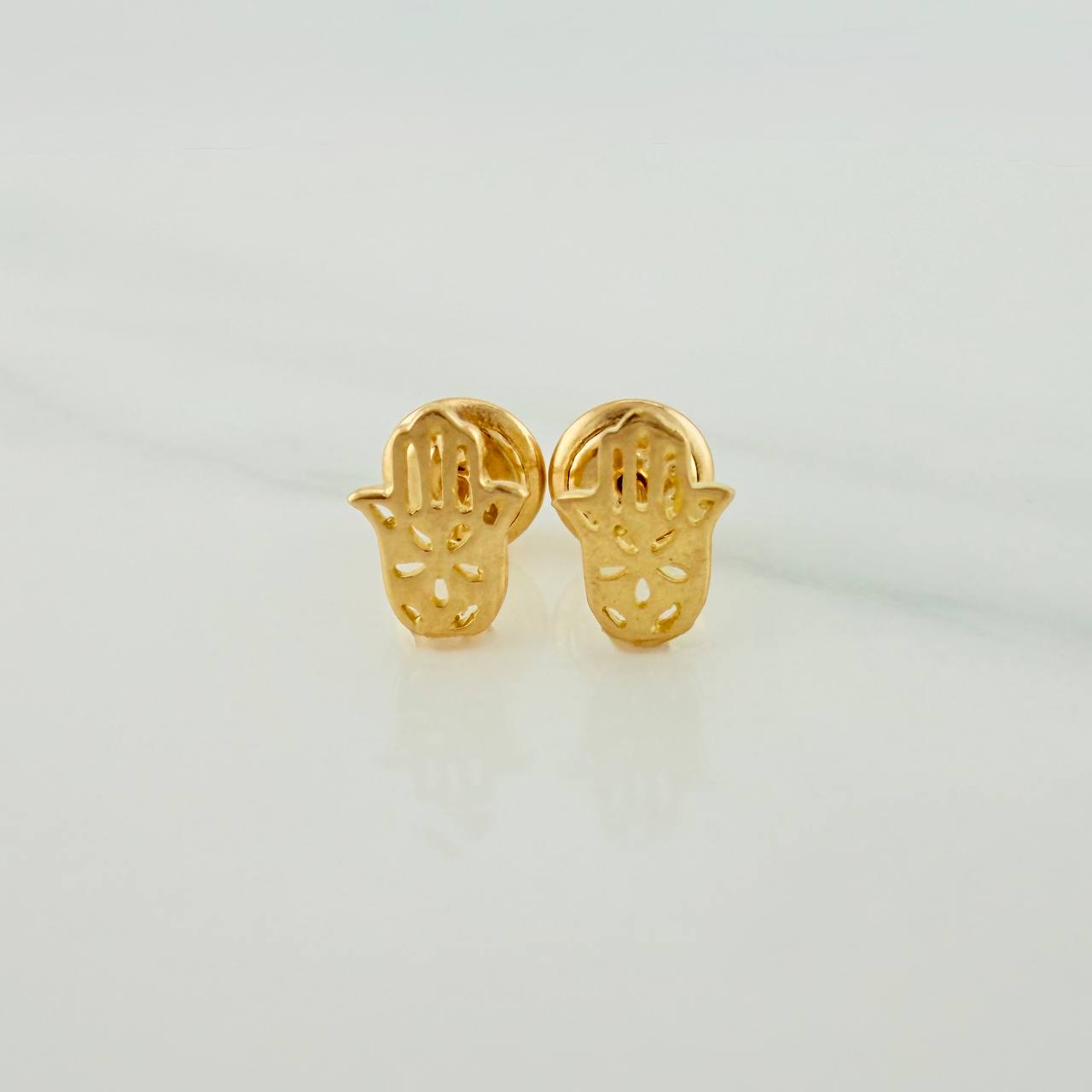 Hamsa Hand Stud Earrings 0.75gr / 5.27mm Yellow Gold 18K &