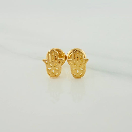 Hamsa Hand Stud Earrings 0.75gr / 5.27mm Yellow Gold 18K &