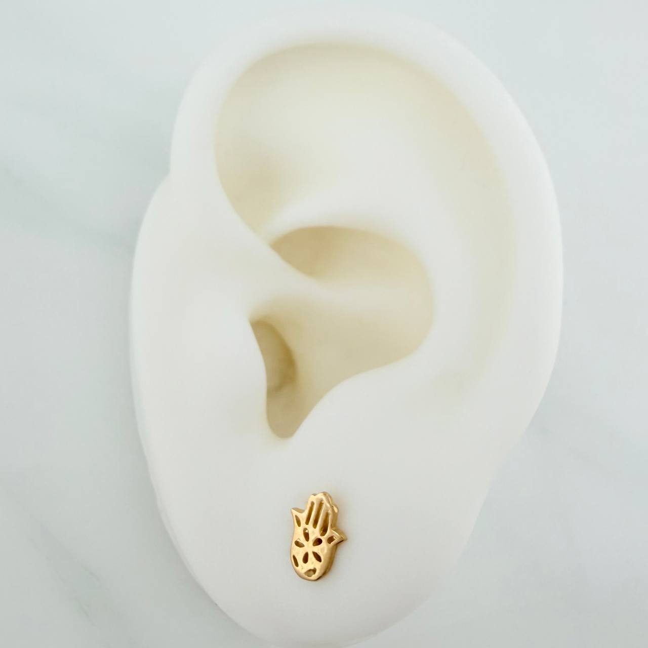 Hamsa Hand Stud Earrings 0.75gr / 5.27mm Yellow Gold 18K &