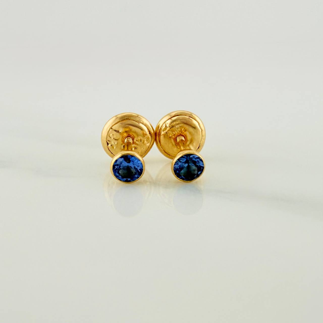 Bezel Stud Earrings 0.45gr / 3mm Yellow Gold 18K &
