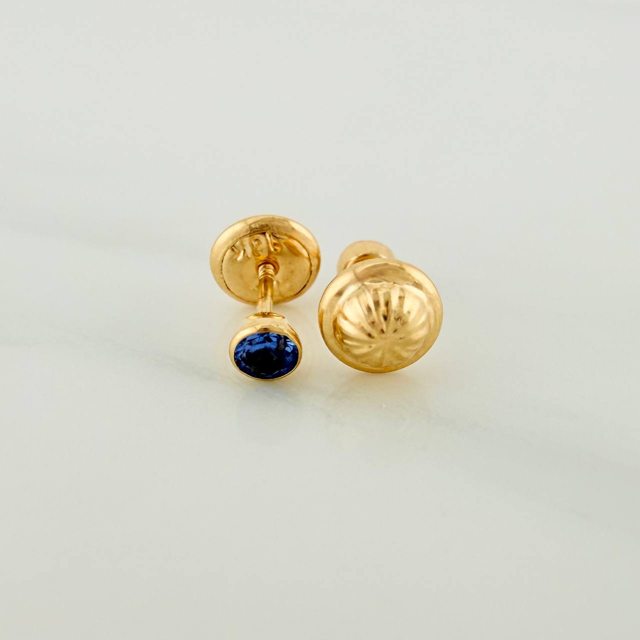 Bezel Stud Earrings 0.45gr / 3mm Yellow Gold 18K &