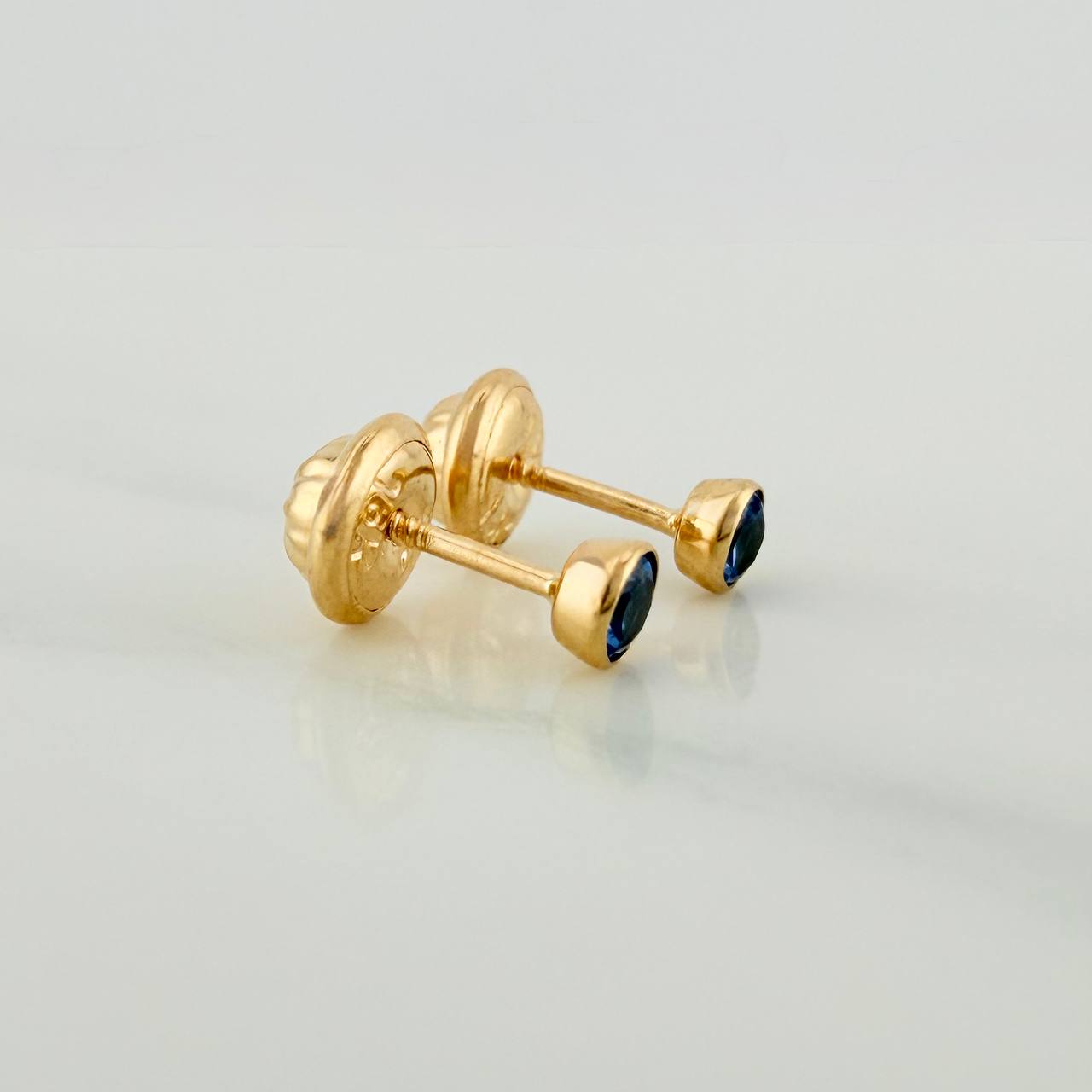 Bezel Stud Earrings 0.45gr / 3mm Yellow Gold 18K &