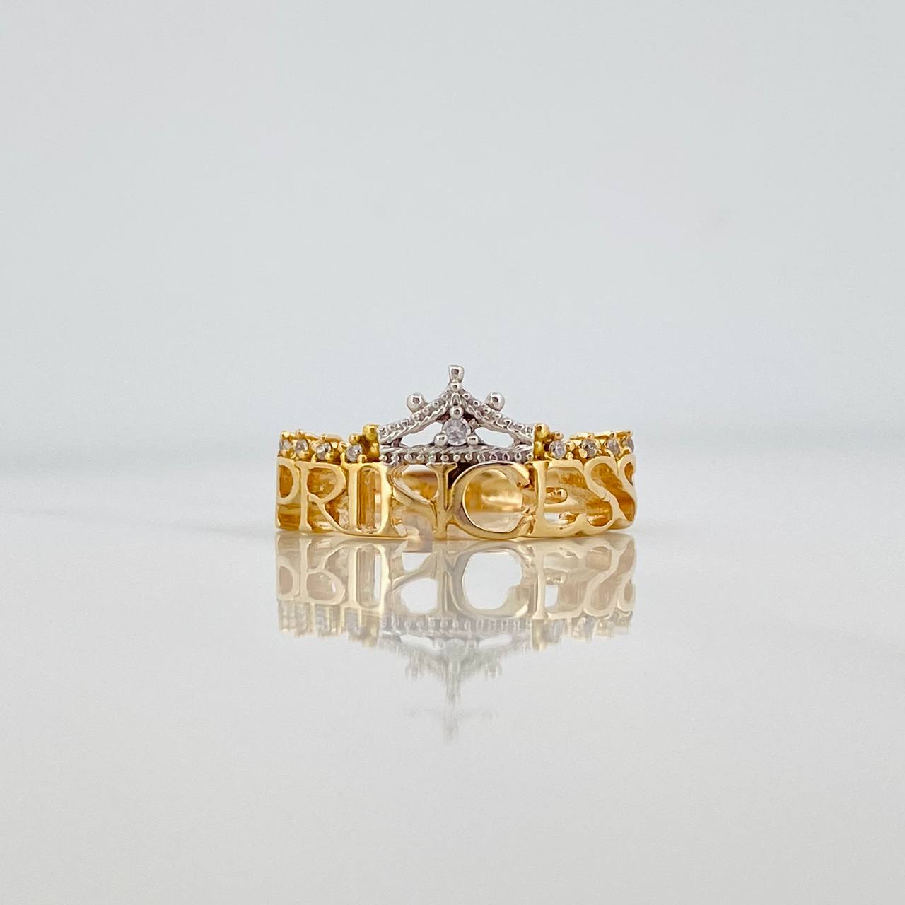 Anillo Corona Princess 3.1 g / T6 1/2 Dos Oros Amarillo Blanco 18K