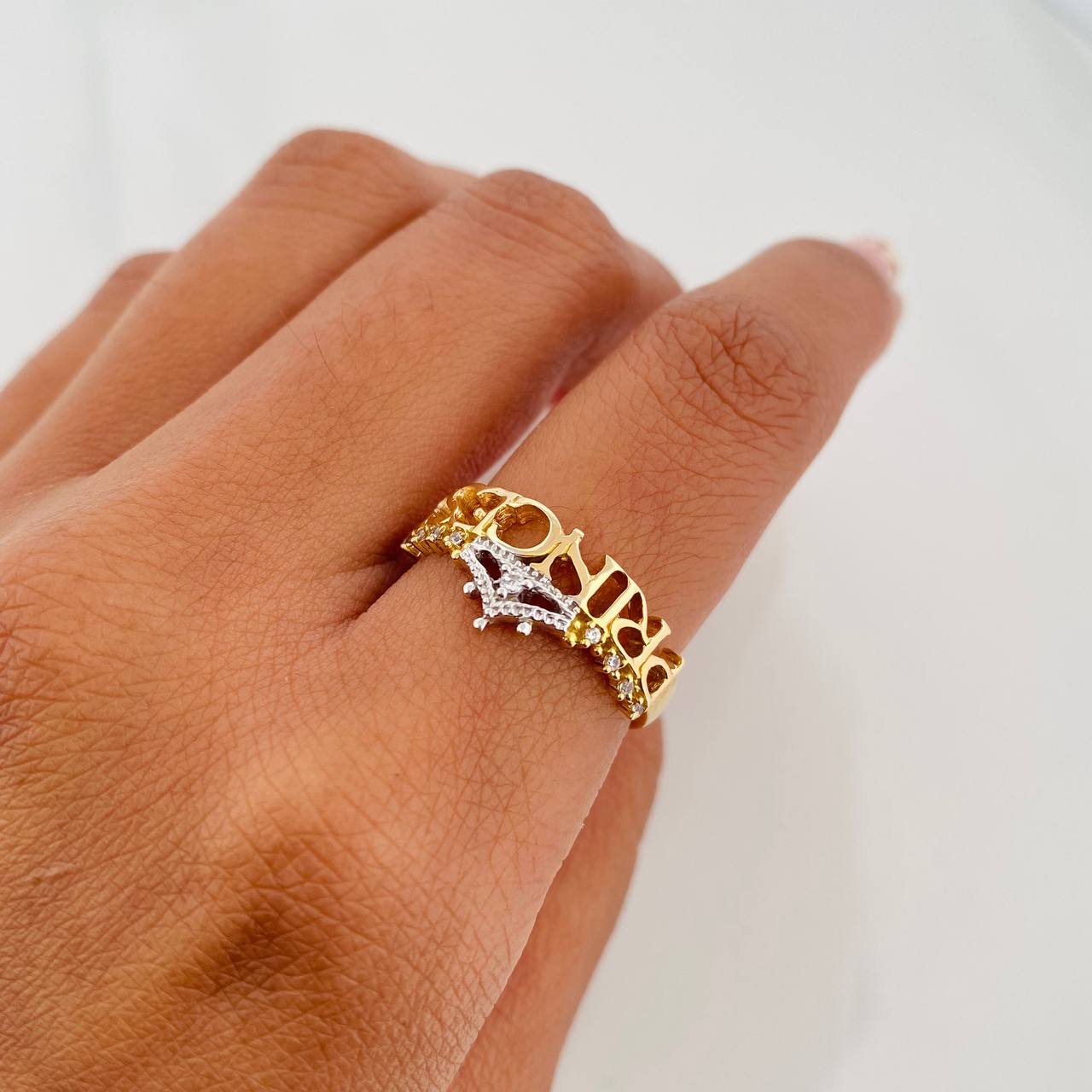 Anillo Corona Princess 3.1 g / T6 1/2 Dos Oros Amarillo Blanco 18K