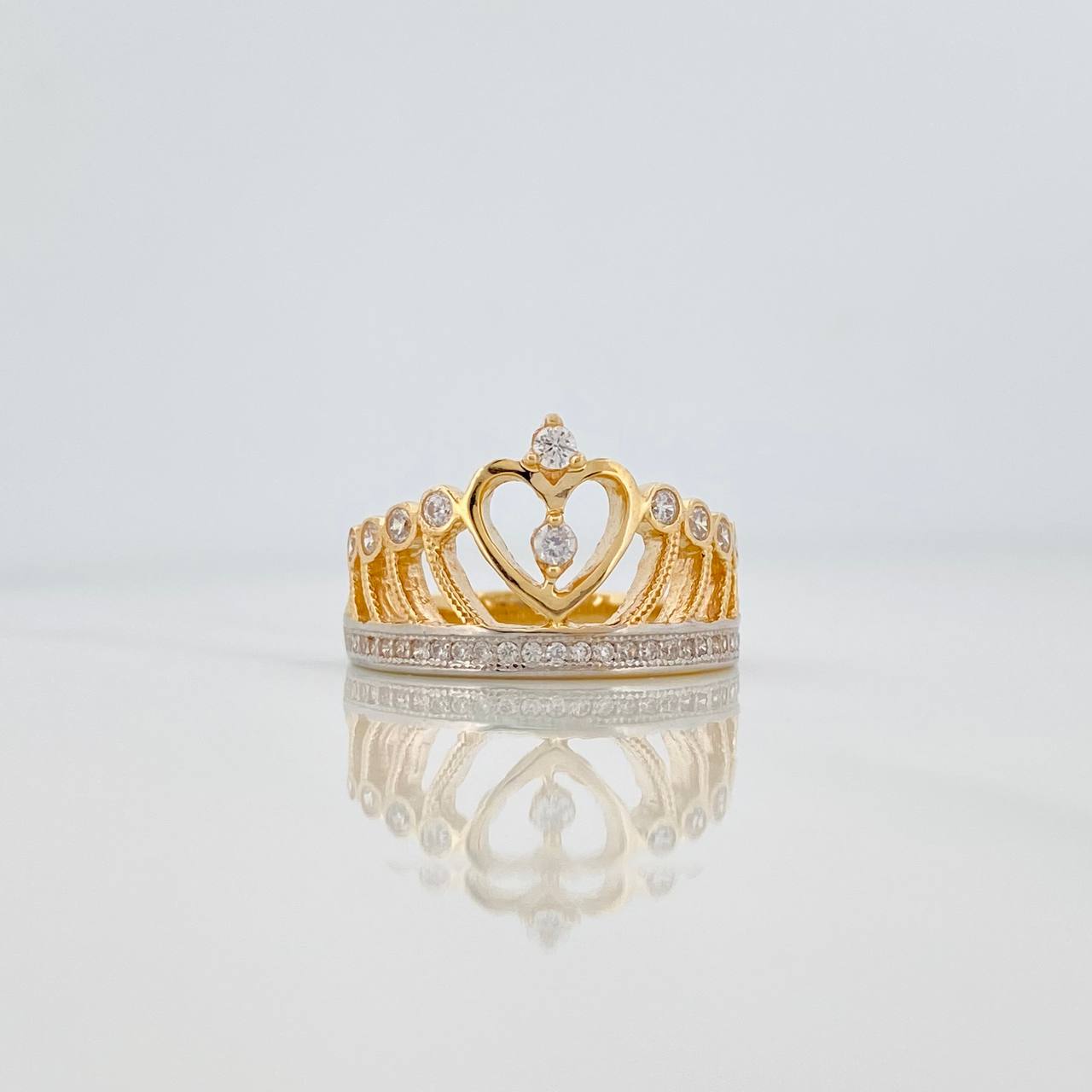 Crown Heart Ring 4.95 g / T6 3/4 Two-Tone Yellow White Gold 18K