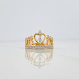 Crown Heart Ring 4.95 g / T6 3/4 Two-Tone Yellow White Gold 18K
