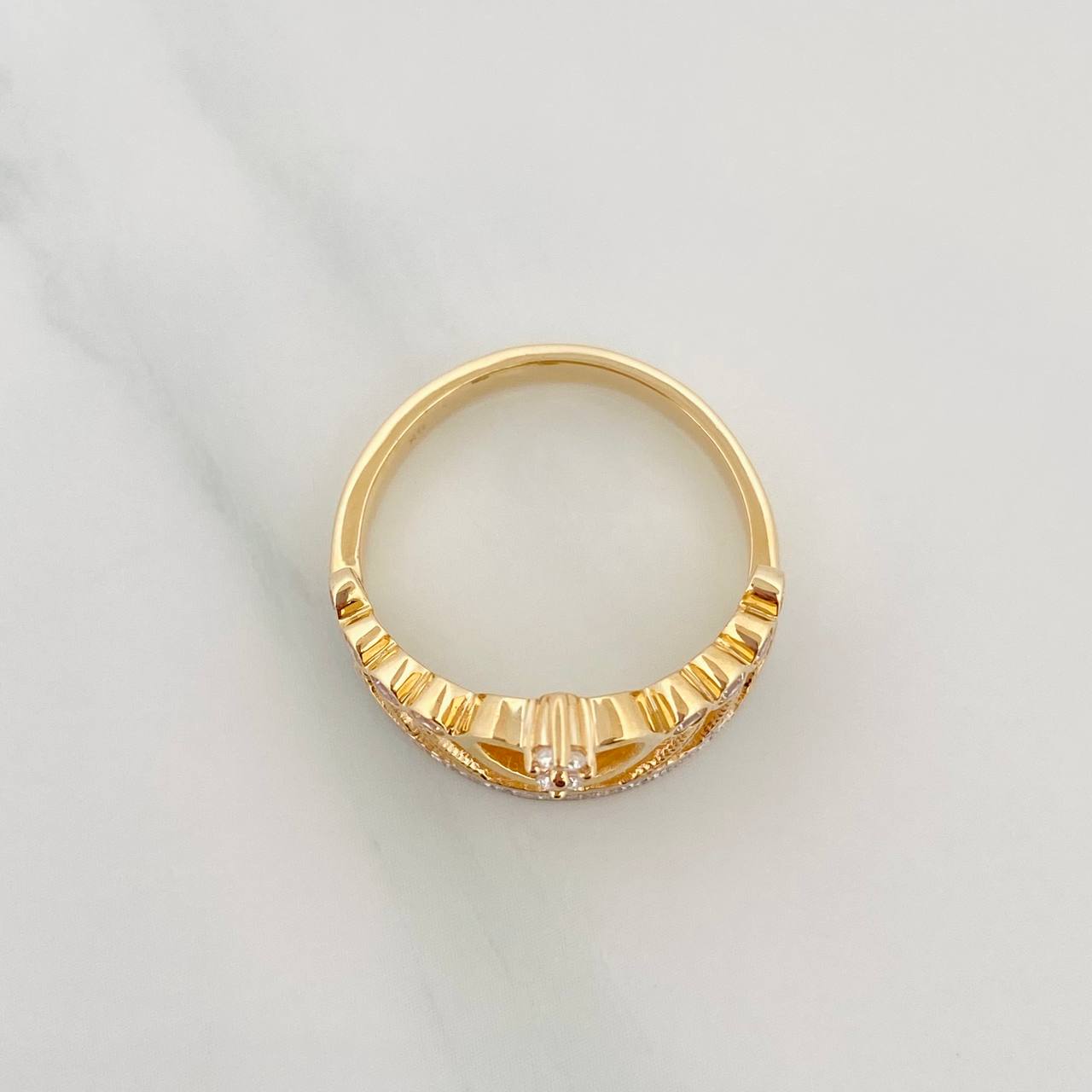 Crown Heart Ring 4.95 g / T6 3/4 Two-Tone Yellow White Gold 18K
