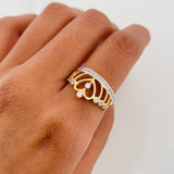 Crown Heart Ring 4.95 g / T6 3/4 Two-Tone Yellow White Gold 18K