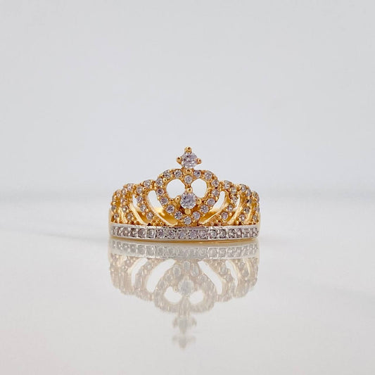 Crown Heart Ring 3.45 g / T6 3/4 Two-Tone Yellow White Gold 18K