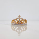 Crown Heart Ring 3.45 g / T6 3/4 Two-Tone Yellow White Gold 18K
