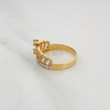 Crown Heart Ring 3.45 g / T6 3/4 Two-Tone Yellow White Gold 18K