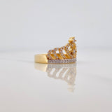Crown Heart Ring 3.45 g / T6 3/4 Two-Tone Yellow White Gold 18K