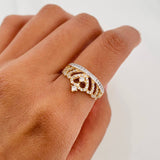 Crown Heart Ring 3.45 g / T6 3/4 Two-Tone Yellow White Gold 18K