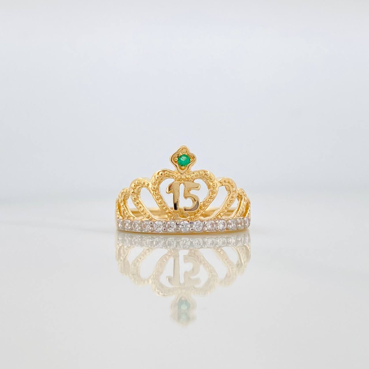 Crown Heart Ring 15S 3.55 g / T7 1/4 Two Yellow White Gold 18K