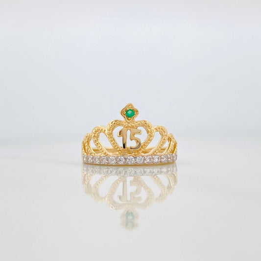 Crown Heart Ring 15S 3.55 g / T7 1/4 Two Yellow White Gold 18K
