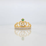 Crown Heart Ring 15S 3.55 g / T7 1/4 Two Yellow White Gold 18K