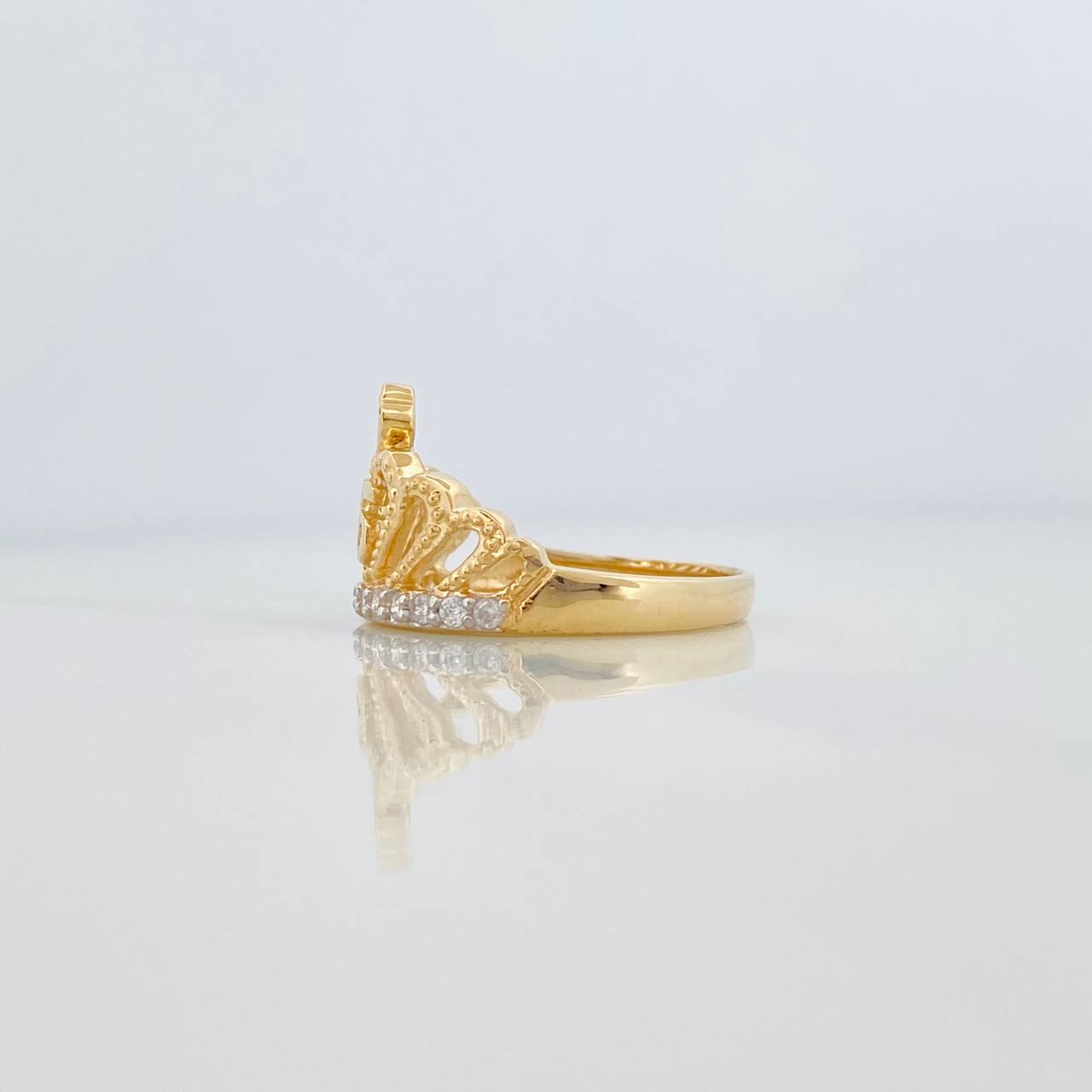 Crown Heart Ring 15S 3.55 g / T7 1/4 Two Yellow White Gold 18K