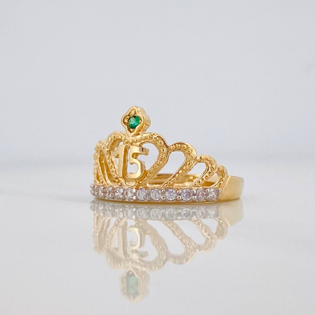 Crown Heart Ring 15S 3.55 g / T7 1/4 Two Yellow White Gold 18K