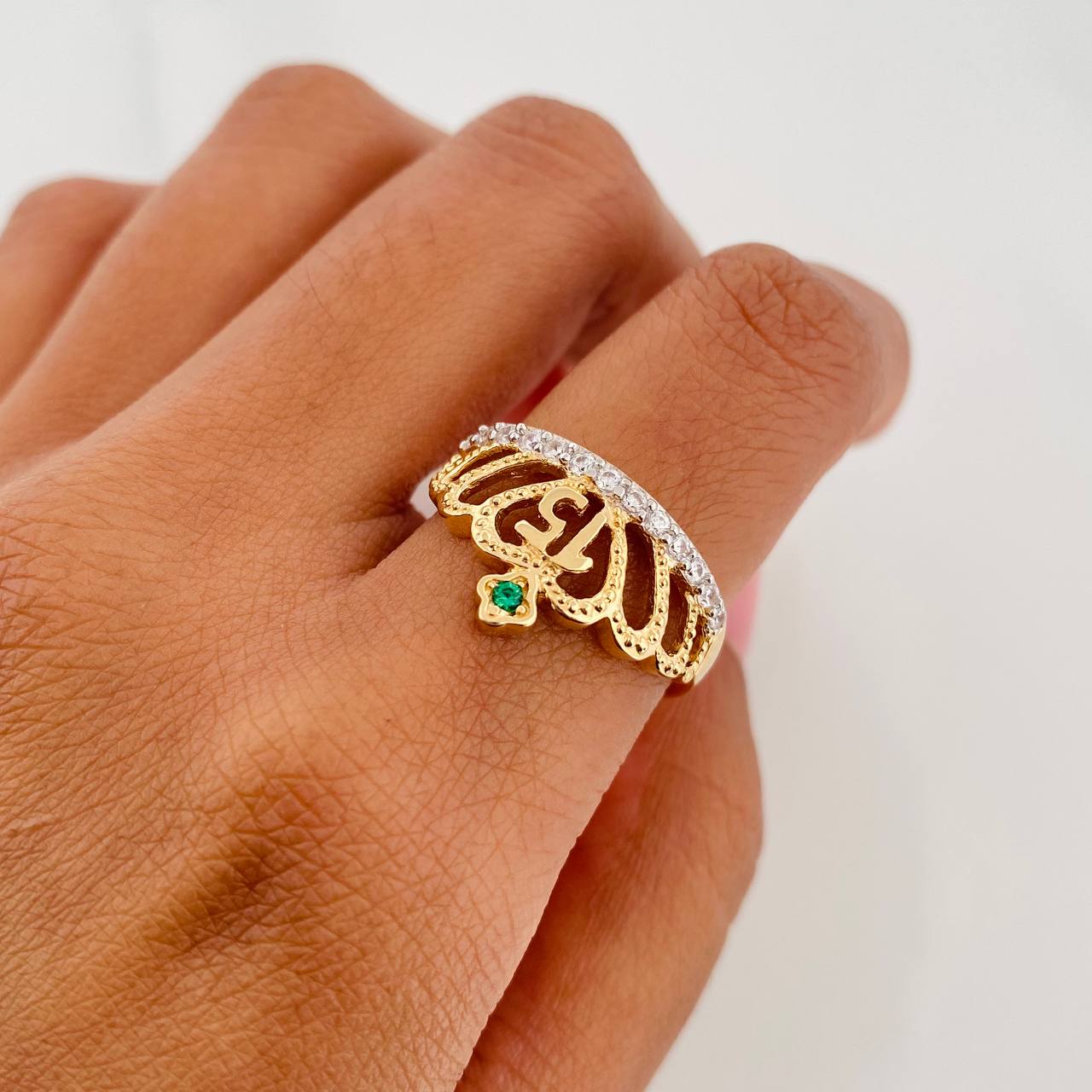 Crown Heart Ring 15S 3.55 g / T7 1/4 Two Yellow White Gold 18K