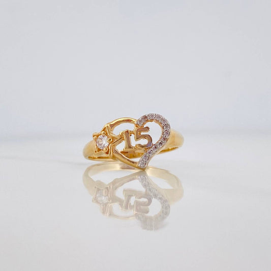 Heart and Star Ring 15S 2.75 g / T6 Two Yellow White Gold 18K