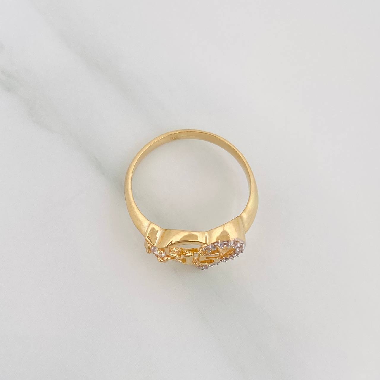 Heart and Star Ring 15S 2.75 g / T6 Two Yellow White Gold 18K