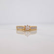 Double Line Solitaire Ring with Inlaid 3.15 g / T5 1/4 Two Yellow White Gold 18K