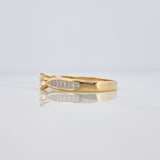 Double Line Solitaire Ring with Inlaid 3.15 g / T5 1/4 Two Yellow White Gold 18K