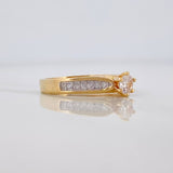 Double Line Solitaire Ring with Inlaid 3.15 g / T5 1/4 Two Yellow White Gold 18K