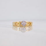 Heart Band Ring 1.8g / T6 1/4 Two-Tone Yellow and White Gold 18K