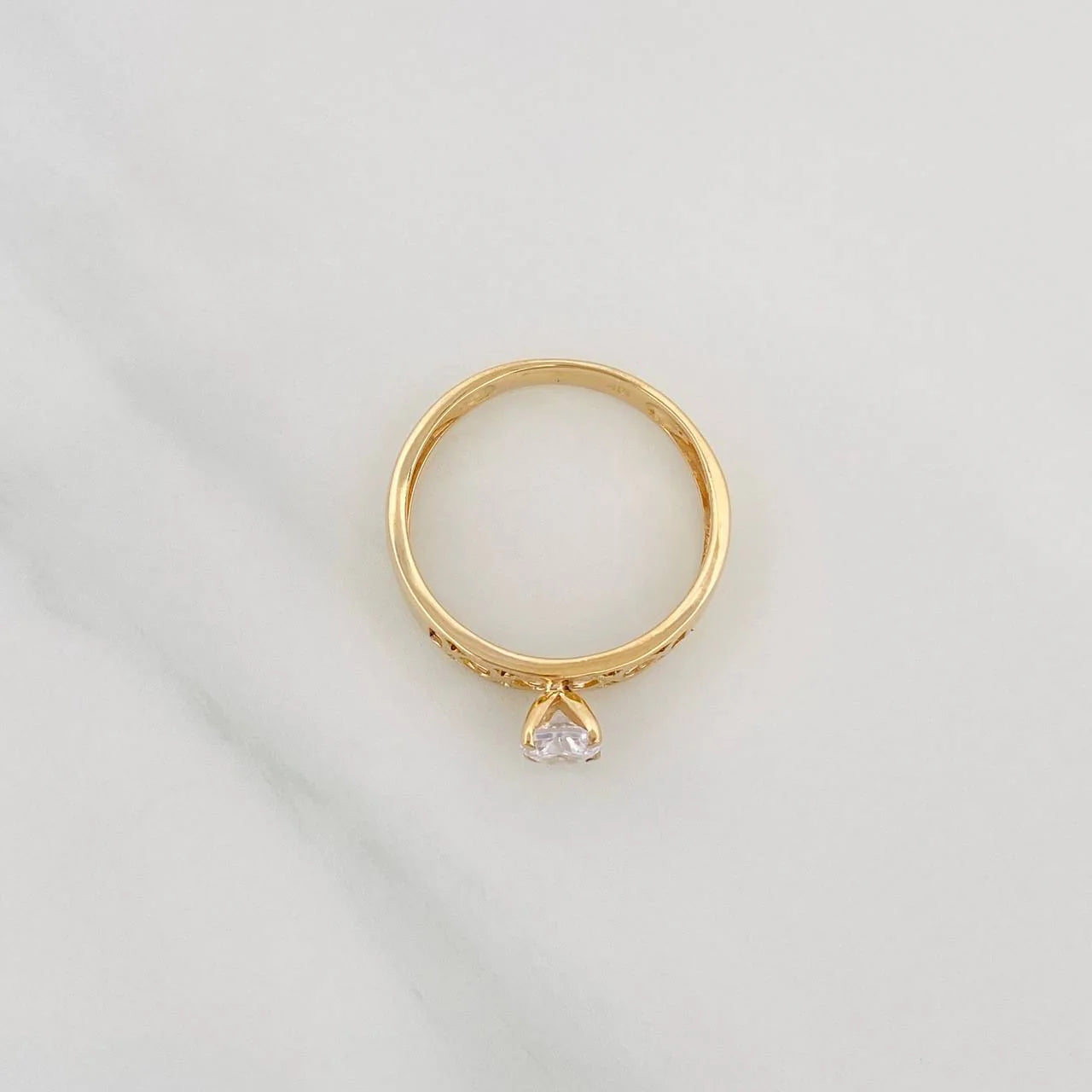 Heart Band Ring 1.8g / T6 1/4 Two-Tone Yellow and White Gold 18K
