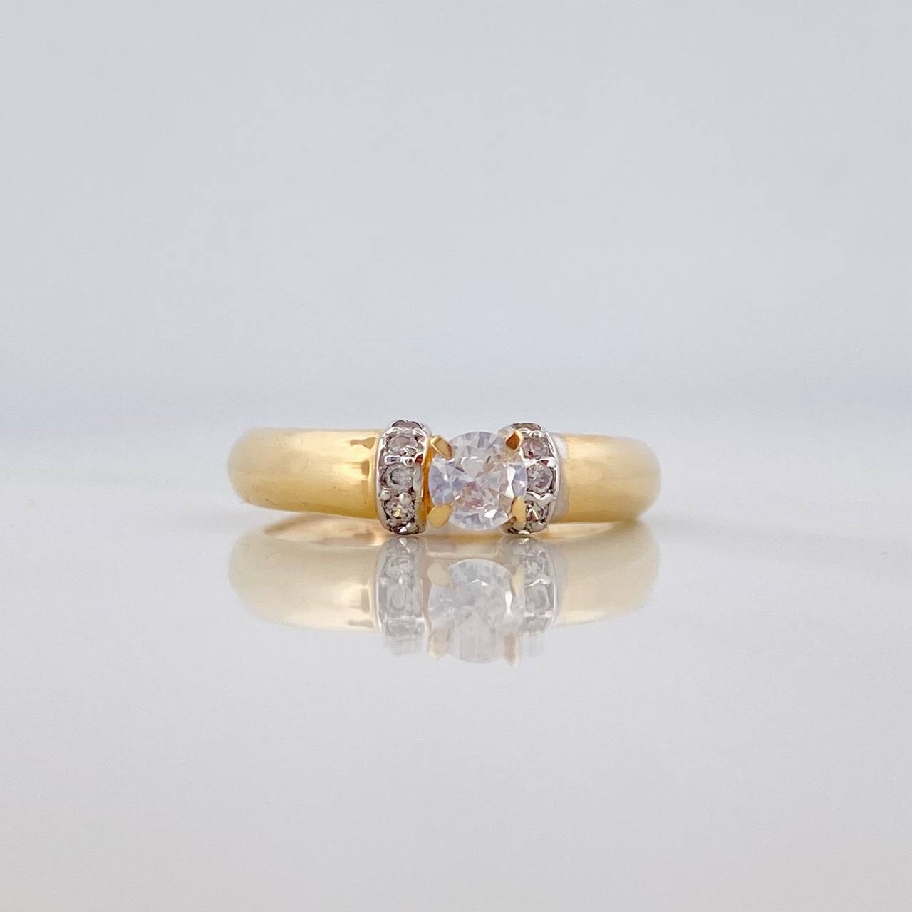 Solitaire Ring 2.6 g / T5 3/4 Two Yellow White Gold 18K