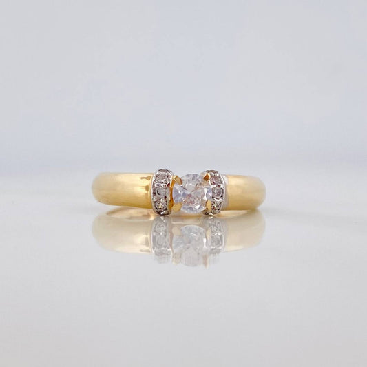 Solitaire Ring 2.6 g / T5 3/4 Two Yellow White Gold 18K