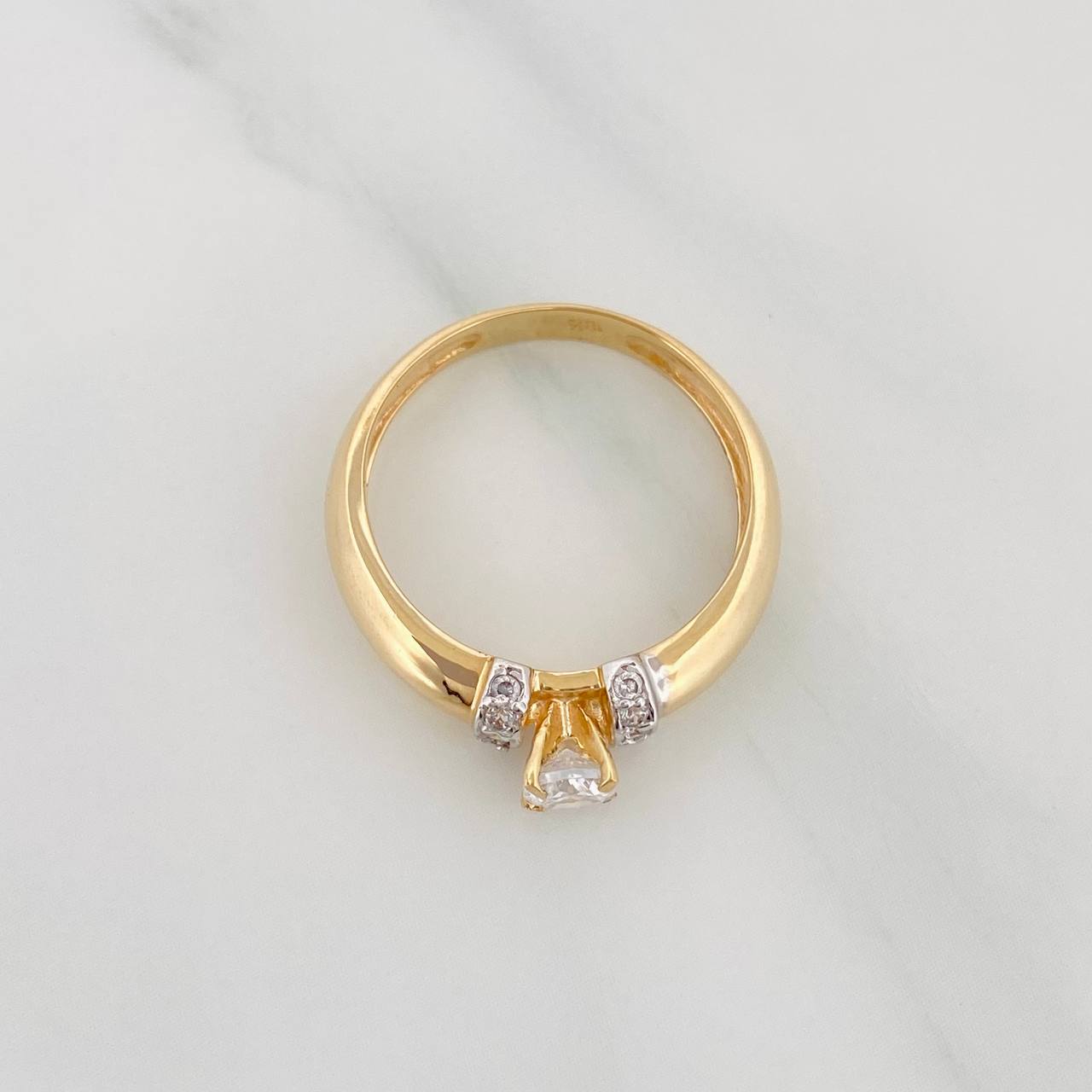 Solitaire Ring 2.6 g / T5 3/4 Two Yellow White Gold 18K