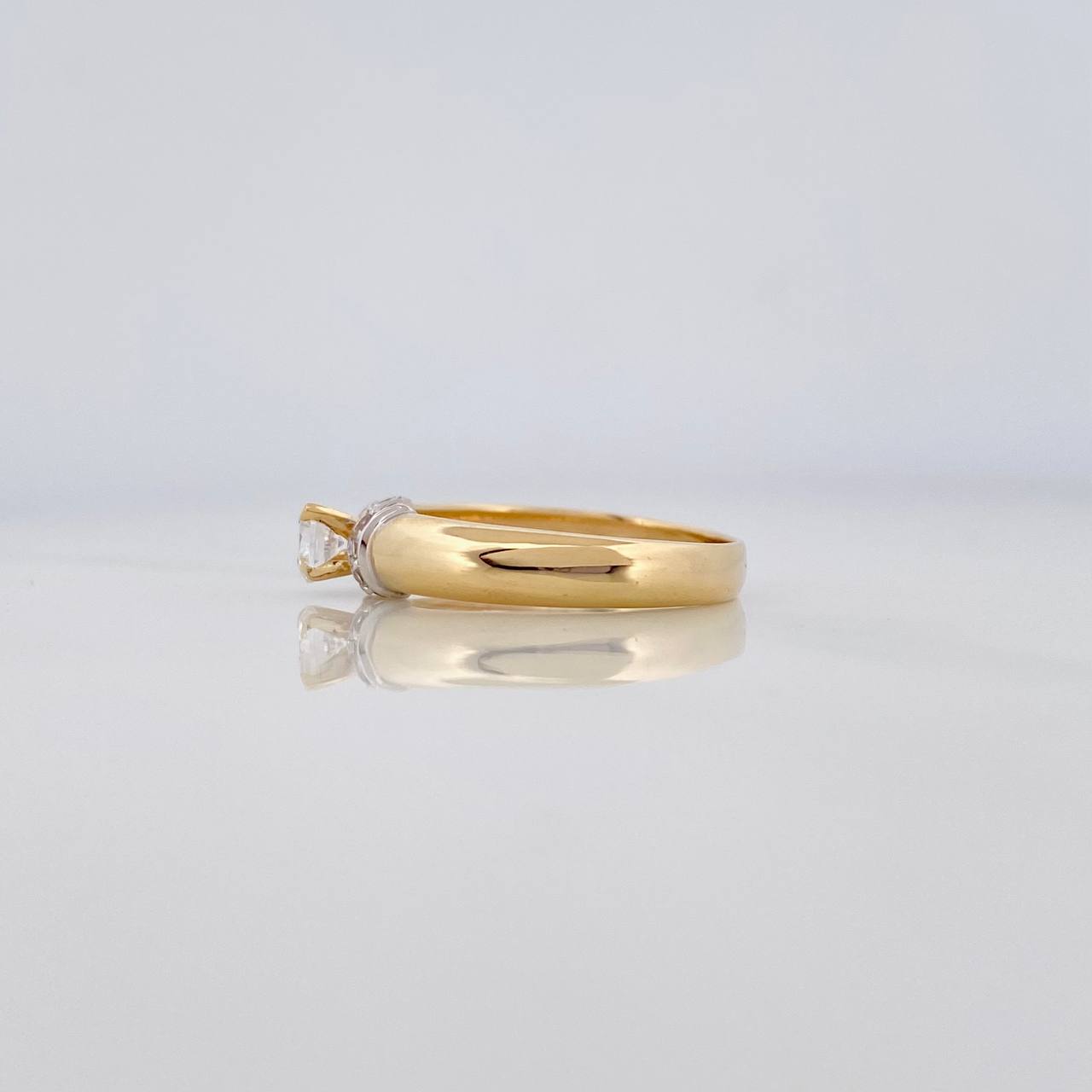 Solitaire Ring 2.6 g / T5 3/4 Two Yellow White Gold 18K