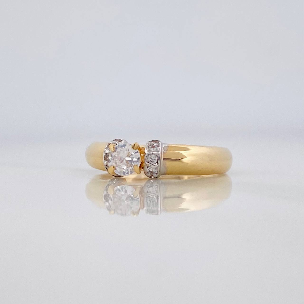 Solitaire Ring 2.6 g / T5 3/4 Two Yellow White Gold 18K