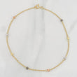 Tobillera Aro Seguido Bolas Diamantadas 1.75g / 9 3/4 in / 1.18mm Tres Oros 18K