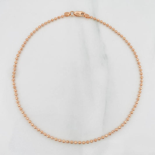Tobillera Militar Diamantado 3.35g / 9 3/4 in / 1.81mm Oro Rosa 18K