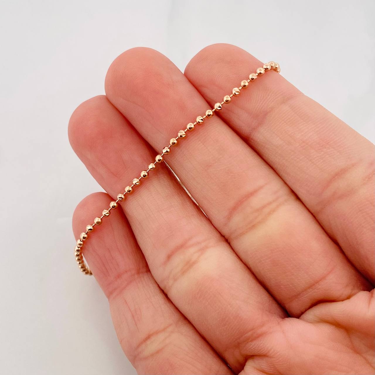 Tobillera Militar Diamantado 3.35g / 9 3/4 in / 1.81mm Oro Rosa 18K
