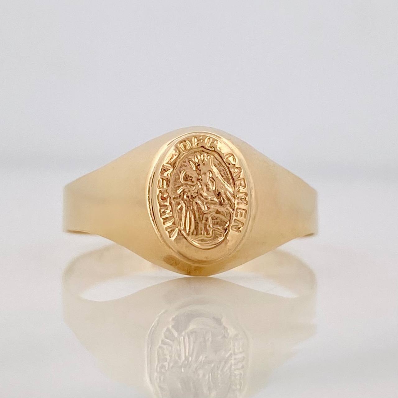 Anillo Virgen de Carmen 1.5g / T6 3/4 Oro Amarillo 18K