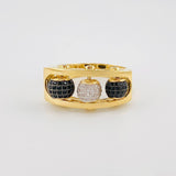 Fire Beads Ring 9.45g / Size 9 3/4 Two Yellow White Gold 18K