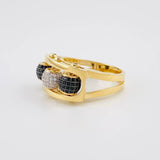 Fire Beads Ring 9.45g / Size 9 3/4 Two Yellow White Gold 18K