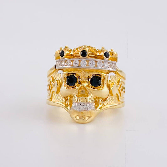 Skull Ring 15.05g / Size 9 1/4 Two-Tone Yellow White Gold 18K