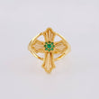 Ring with Bordered Cross Center 3.4g / Size 6 1/4 Yellow Gold 18K