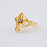 Ring with Bordered Cross Center 3.4g / Size 6 1/4 Yellow Gold 18K
