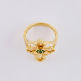 Ring with Bordered Cross Center 3.4g / Size 6 1/4 Yellow Gold 18K