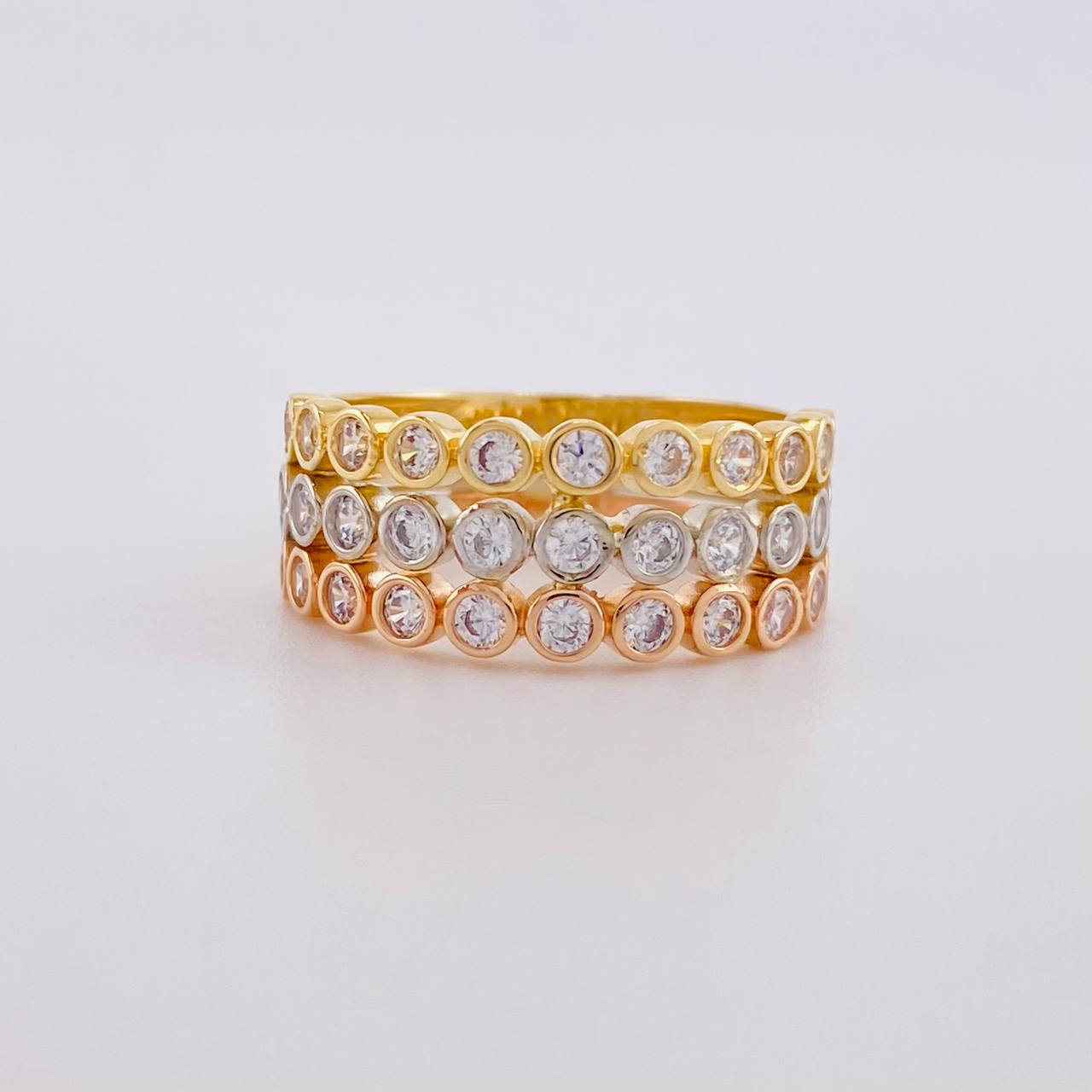 Triple Line Circular Ring 5.4g / T7 3/4 Three Golds 18K