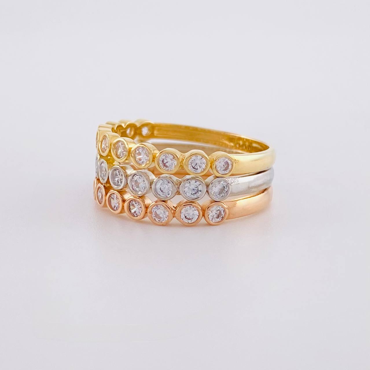 Triple Line Circular Ring 5.4g / T7 3/4 Three Golds 18K