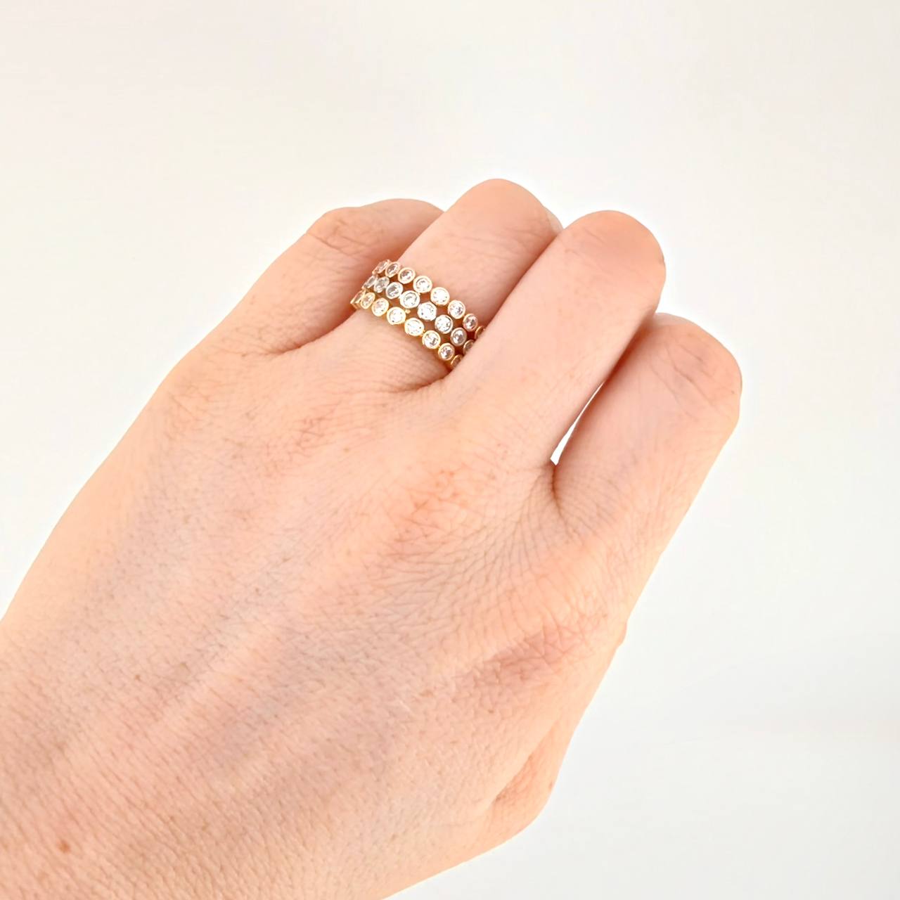 Triple Line Circular Ring 5.4g / T7 3/4 Three Golds 18K
