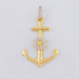 Pendant Anchor Mobile Helm 4.75g / 2 1/4 in Two-Tone Yellow White 18K Gold