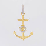 Pendant Anchor Mobile Helm 4.75g / 2 1/4 in Two-Tone Yellow White 18K Gold